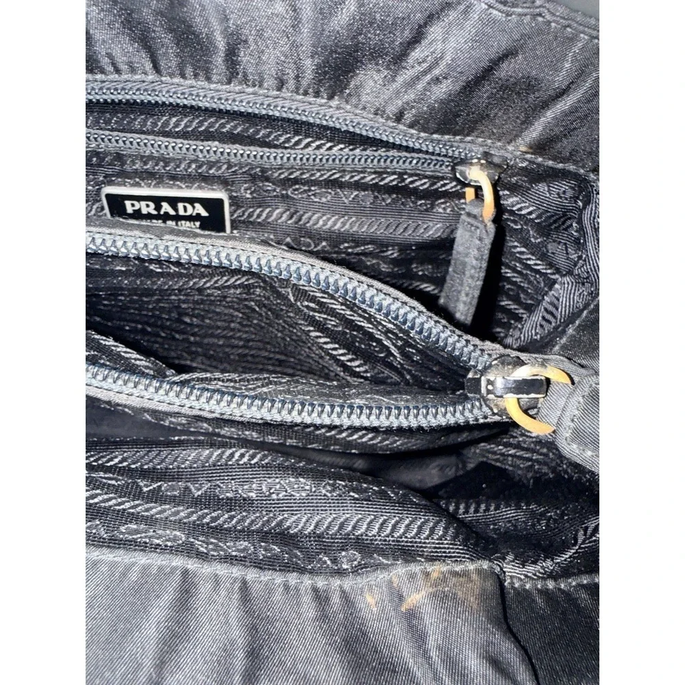 PRADA Tote Bag Black Nylon Unisex Y2K Vintage S - Picture 13 of 16